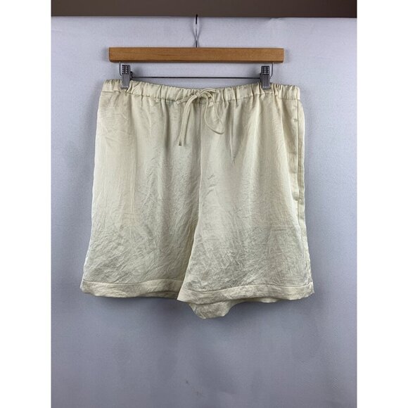 Madewell Womens Ivory Silk Blend Elastic Waist Drawstring Shorts - Picture 1 of 7